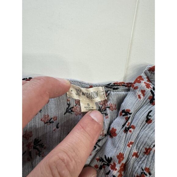 Sky and Sparrow Light Blue Flora Tie Bottom, Crop Top, Women's Small - Picture 3 of 7